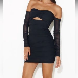 Off the Shoulder Mesh Mini Dress